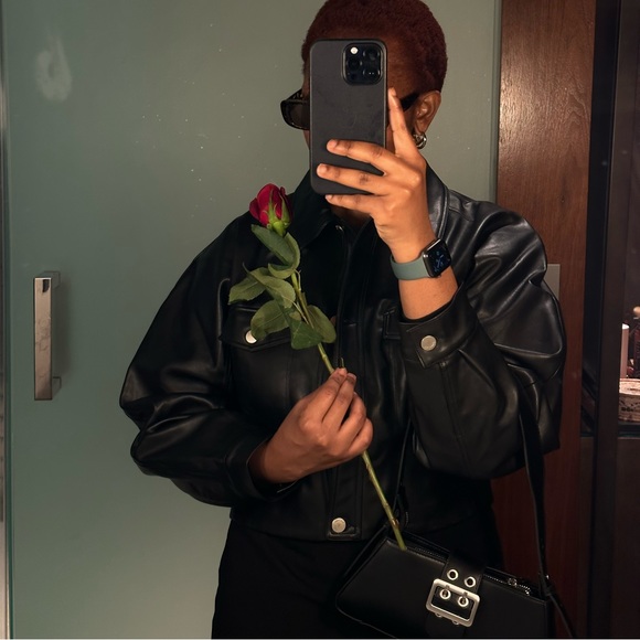 Short leather-effect jacket - Picture 1 of 13